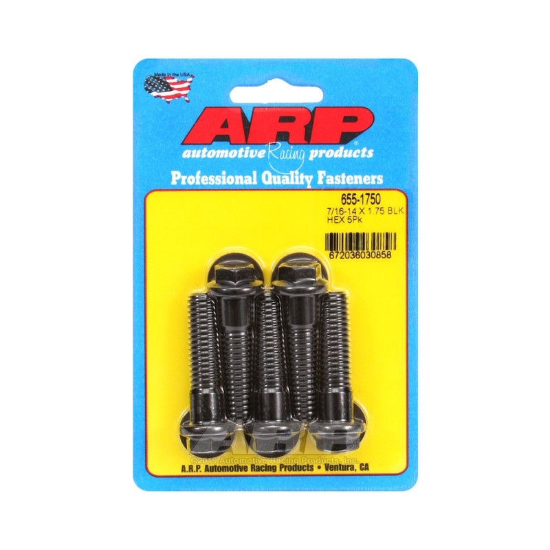 Set de șuruburi și piulițe universale ARP 7/16-14 – Șuruburi hexagonale cu finisaj negru oxidat, x5 - ARP-655-1750 - 655-1750 - 3666618195117